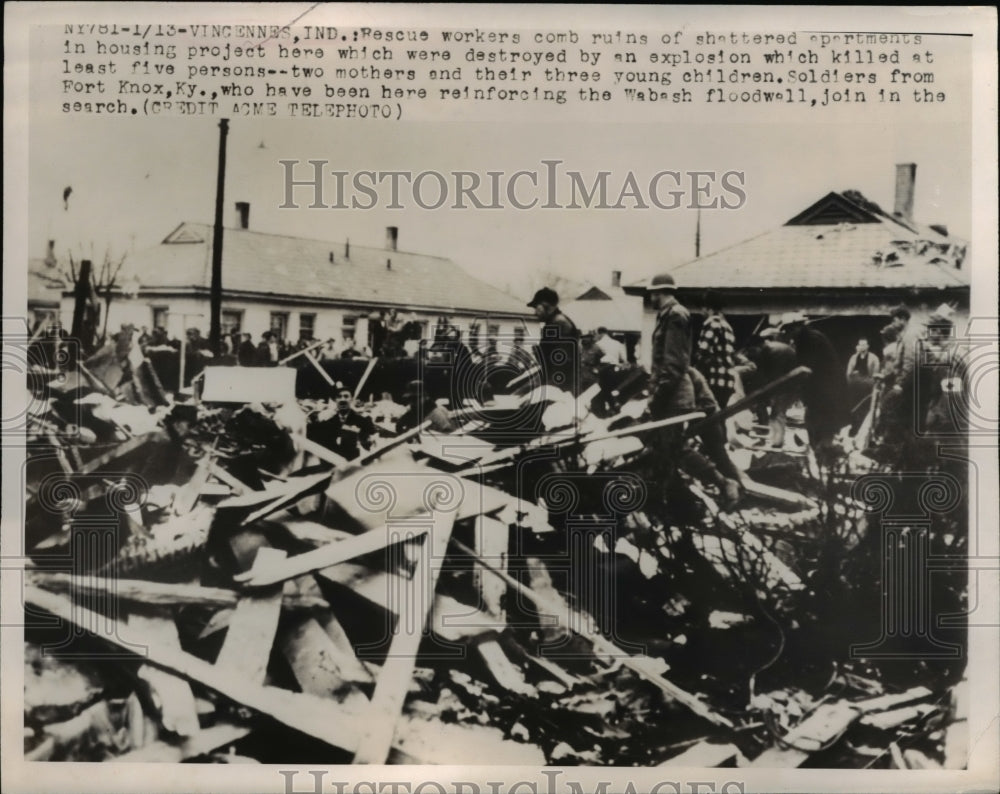 1950 Press Photo Two mothers and three kids died in an explosion