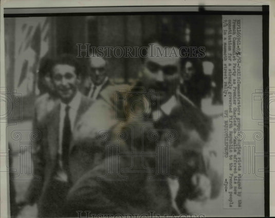 1958 Press Photo Demonstrators Grapple During Riots Staged By The Communist