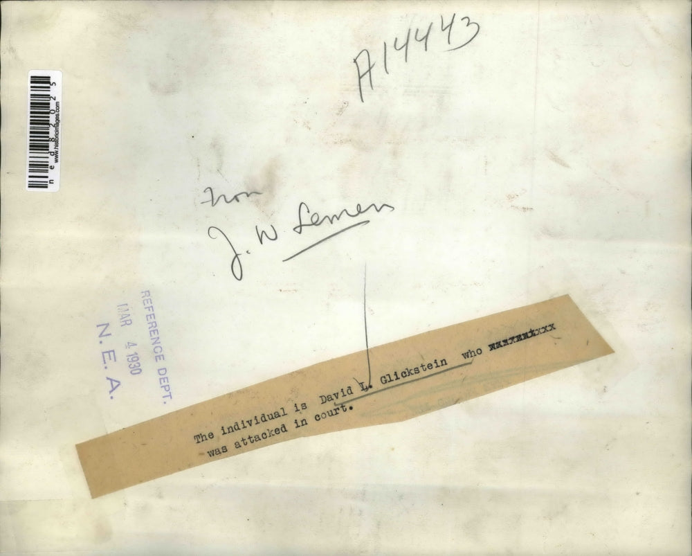 1930 Press Photo David L. Glickstein was attacked in court