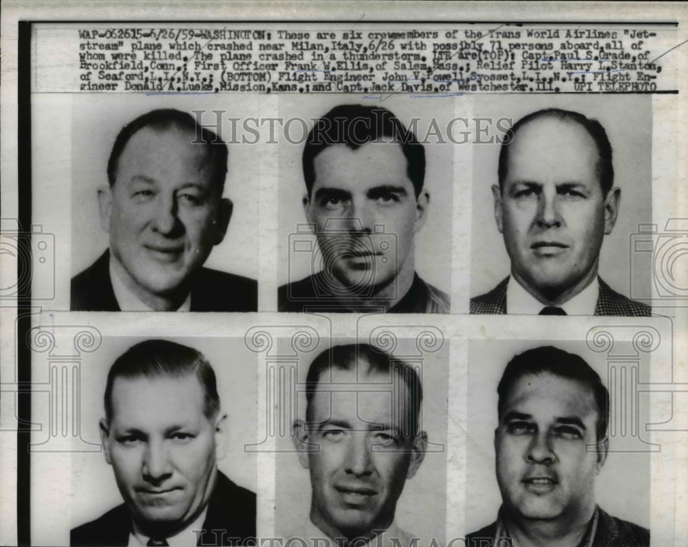 1959 Press Photo The Jetstream plane crew members died after the crash