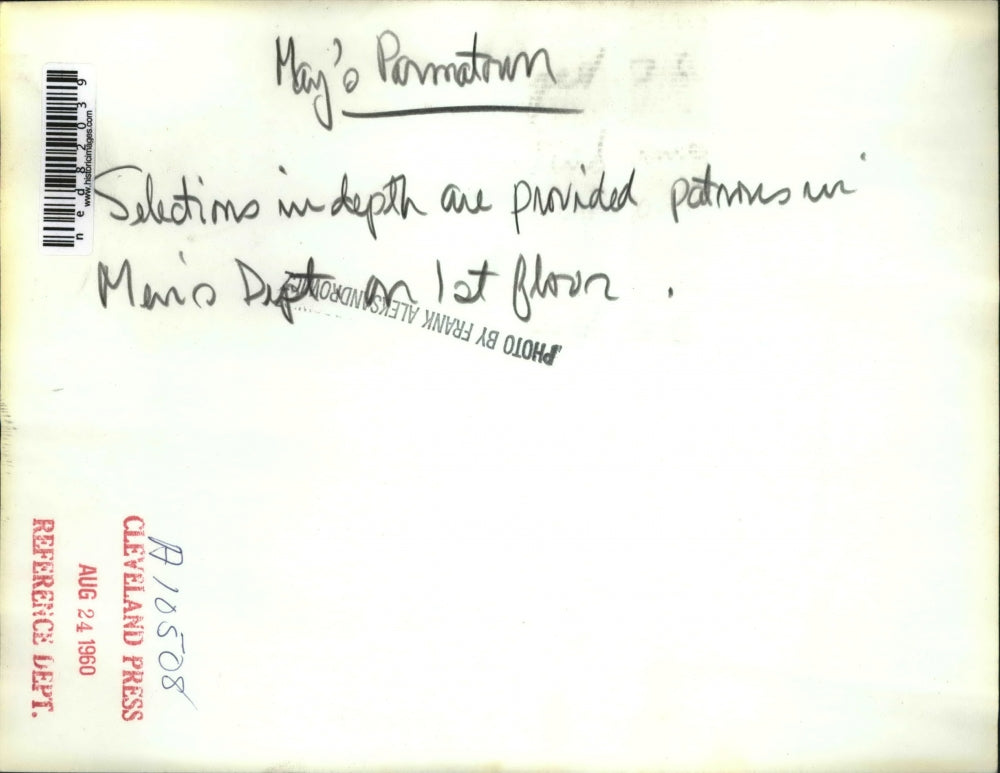 1960 Press Photo May's Parmatown Men's Department on first floor