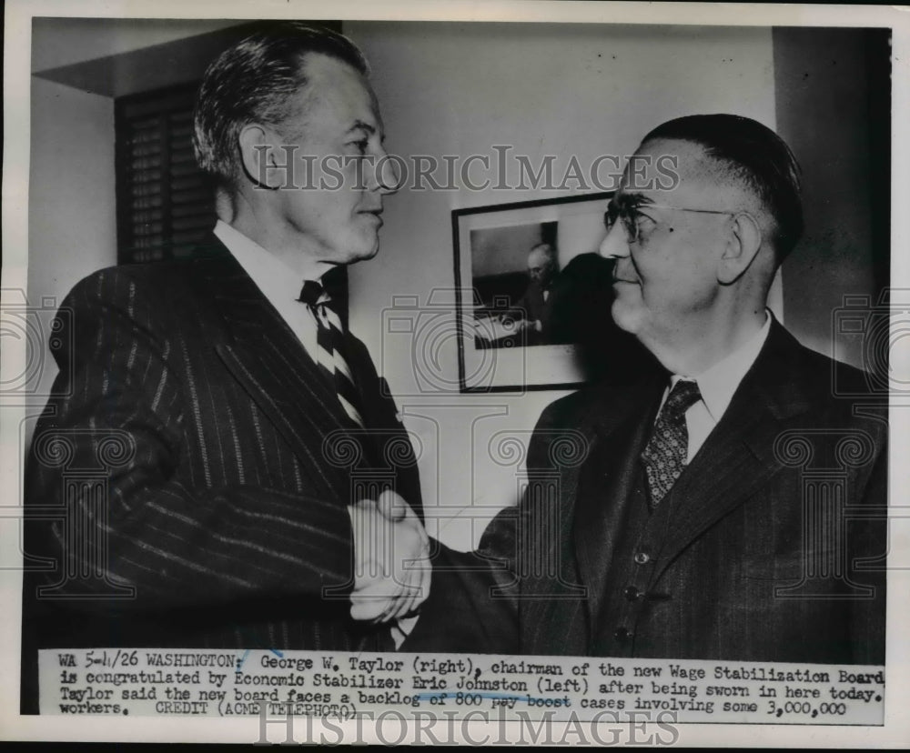 1921 Press Photo Wage Stabilization Board Chair George Taylor and Eric Johnston