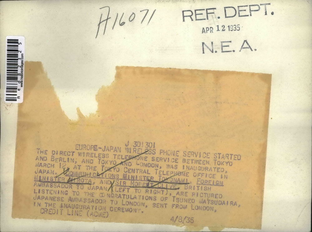 1935 Press Photo Comm Minister Tokonami, Foreign Minister Hirota & Sir R. Clive