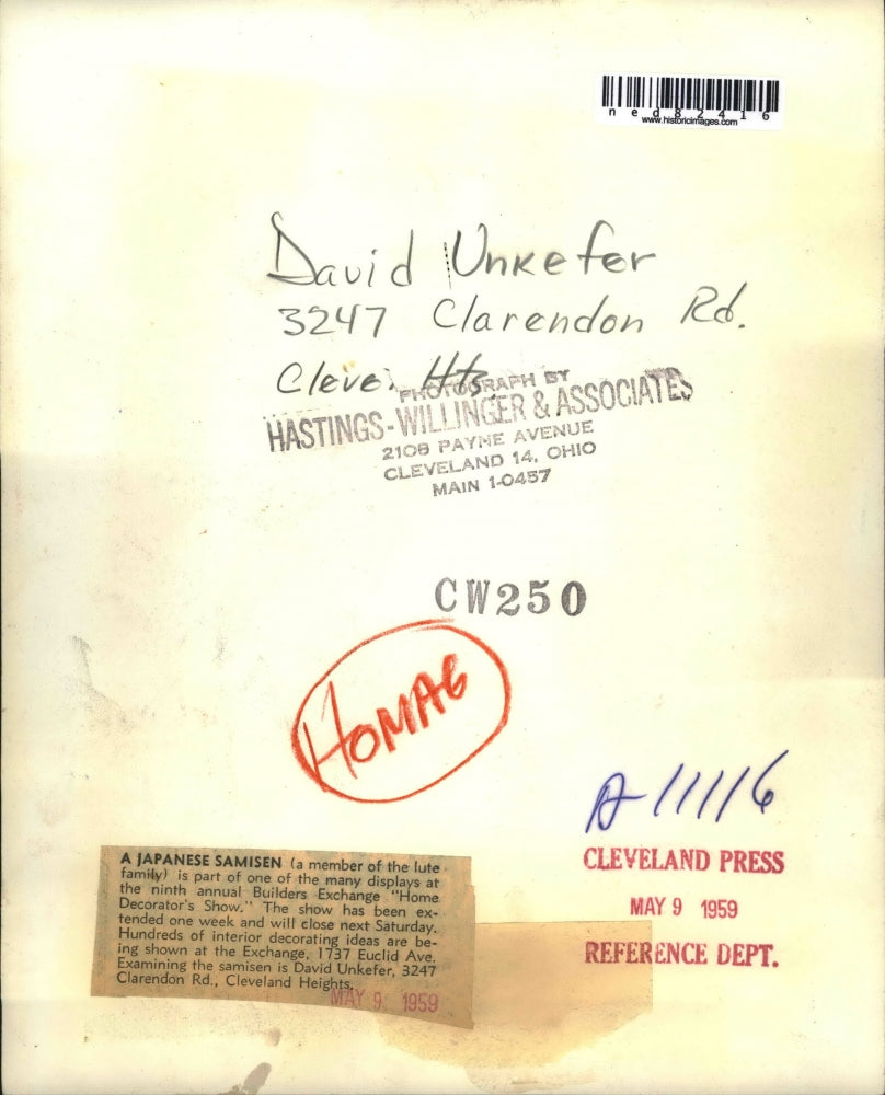 1959 Press Photo Japanese Samissen, part of the display at the ninth annual show