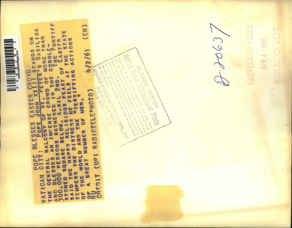 1961 Press Photo Vatican City Pope John XXIII at St Peter's Basilica