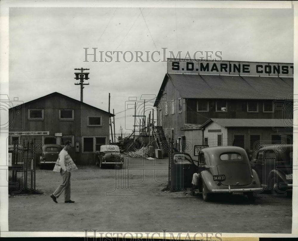 1941 Press Photo A.F.L.Shipyard workers picket at San Diego Mrarine Construction