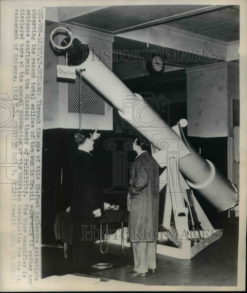 1947 Press Photo The 20-foot Telescope