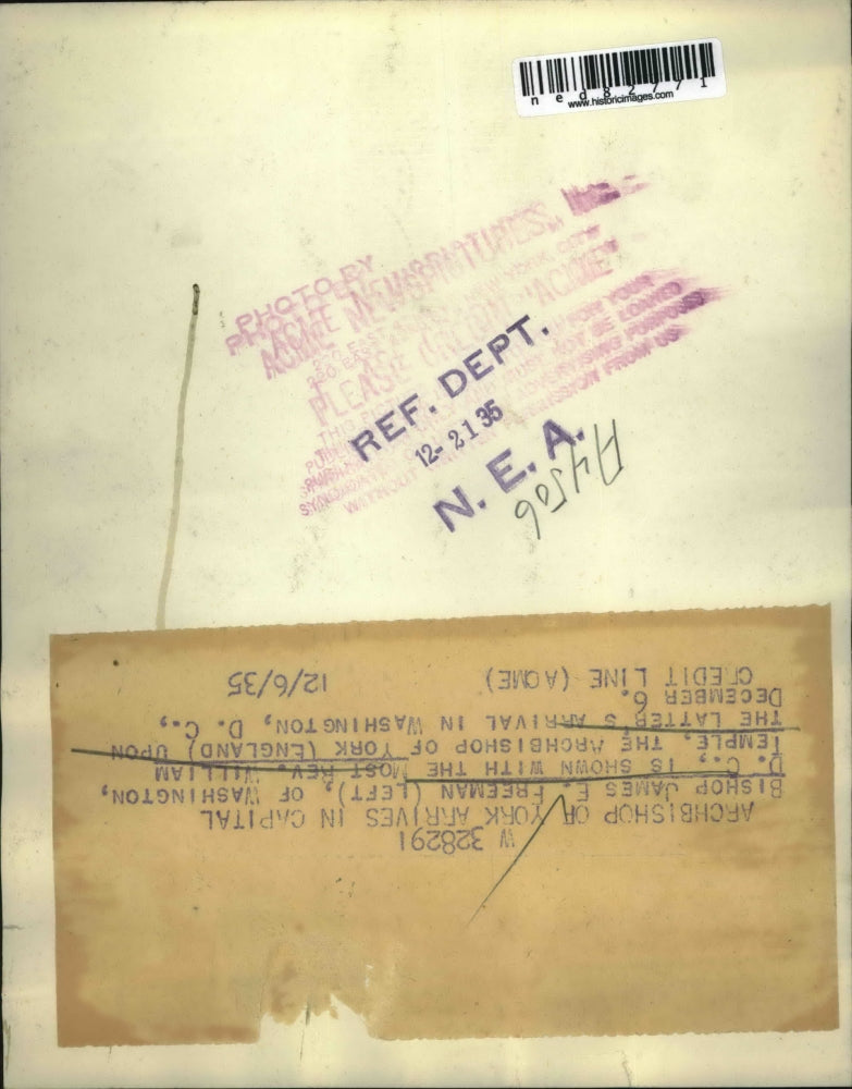 1935 Press Photo Bishop James Freeman Most Reverend William Temple in Washington