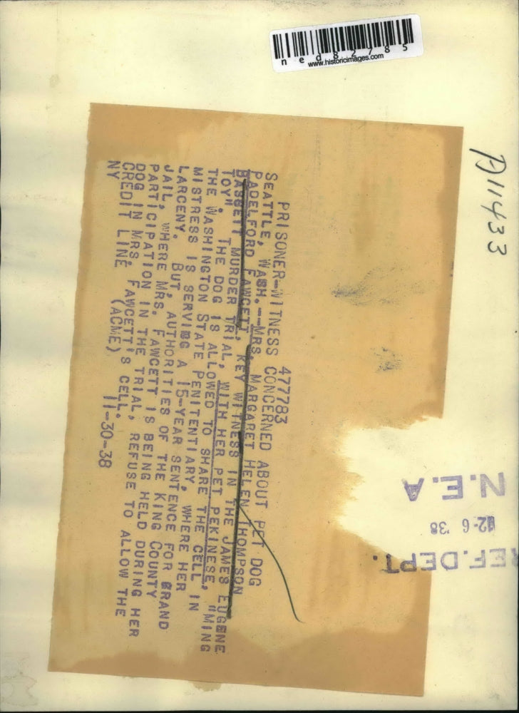 1938 Press Photo Seattle Wash Mrs Margaret Fawcett & pet Pekenese dog