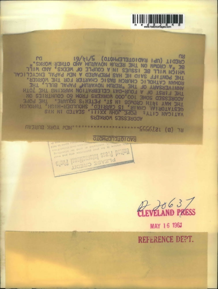 1961 Press Photo Vatican City Pope John XXIII at St Peter's Square