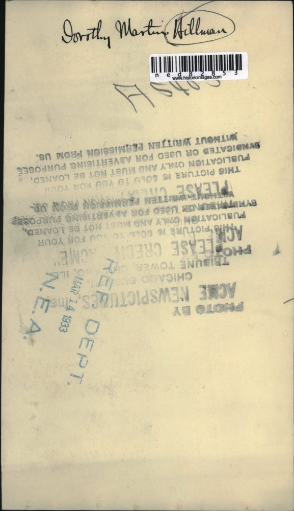 1933 Press Photo Dorothy Martin Hillman in a fancy dress