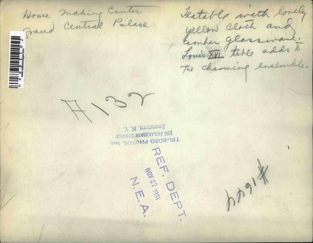 1931 Press Photo Louis XVI Tea Table with Amber Glassware