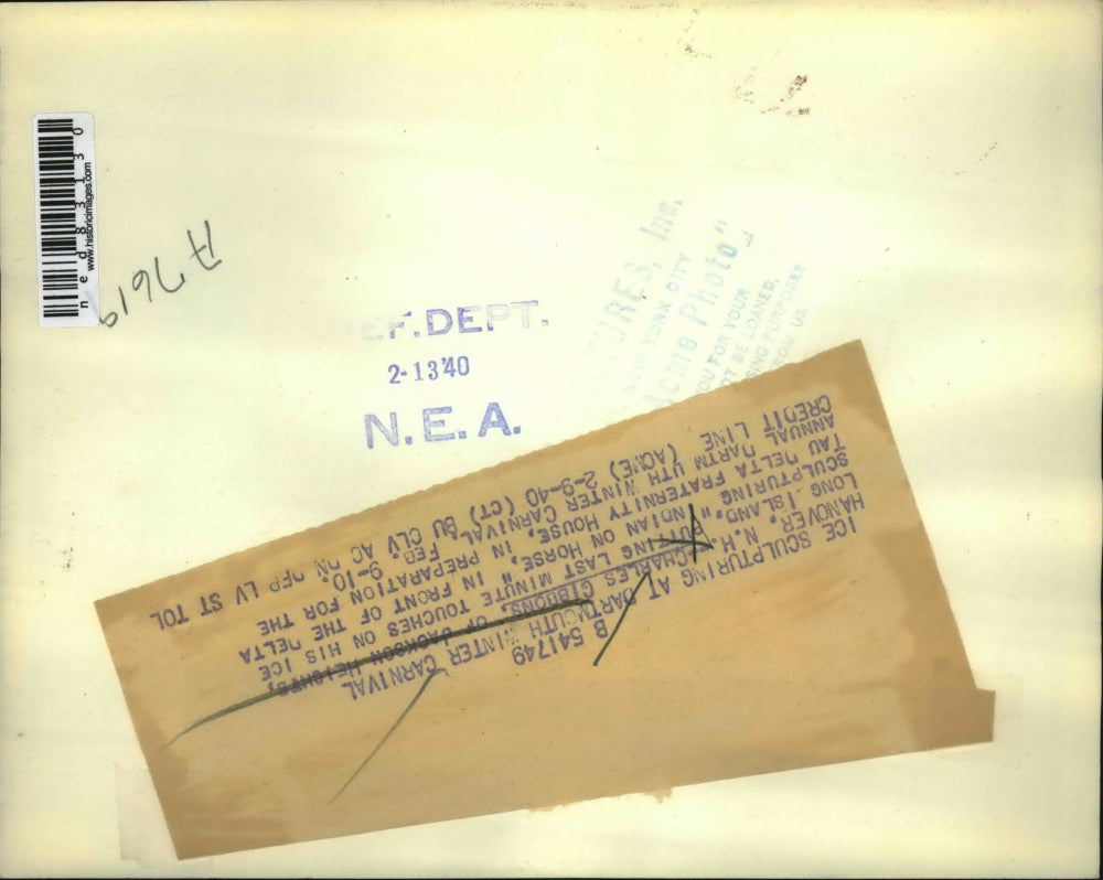 1940 Press Photo Hanover New Hampshire Charles Gibbons Long Island Ice Sculptor