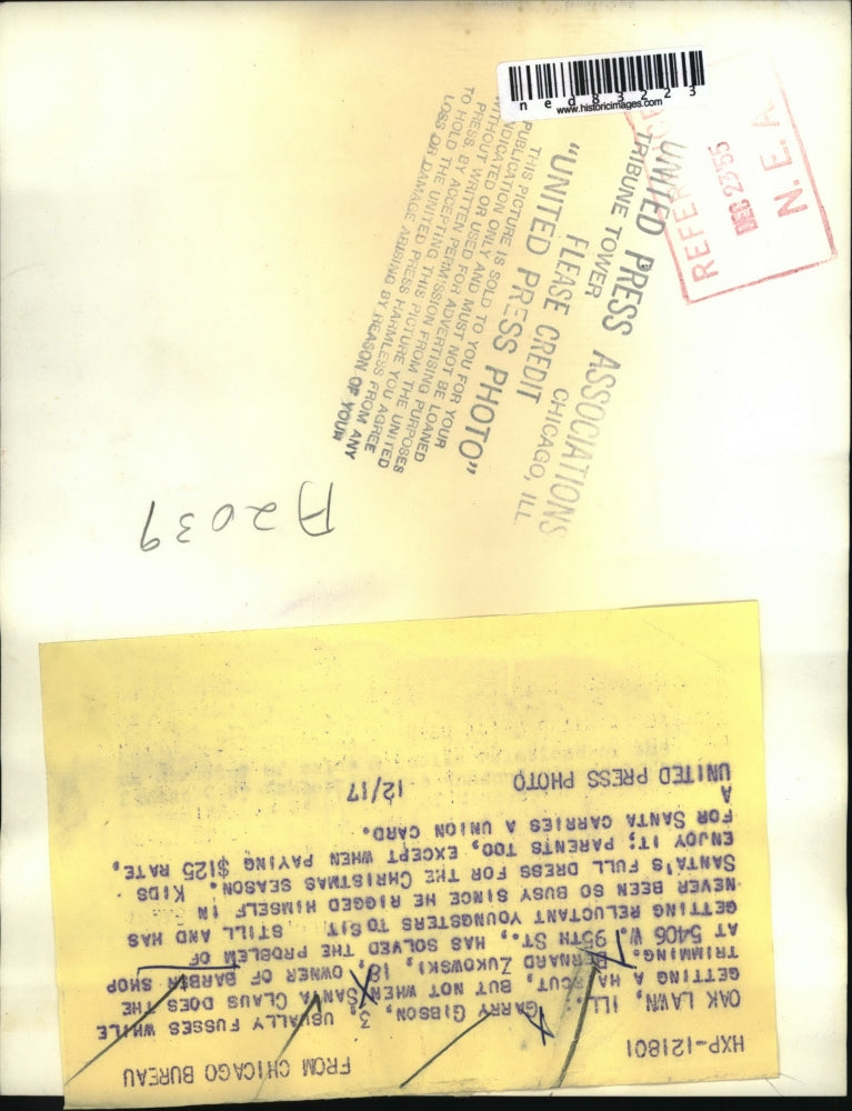 1955 Press Photo Bernard Zukowski, owner of barber shop at 5406 West 95th street