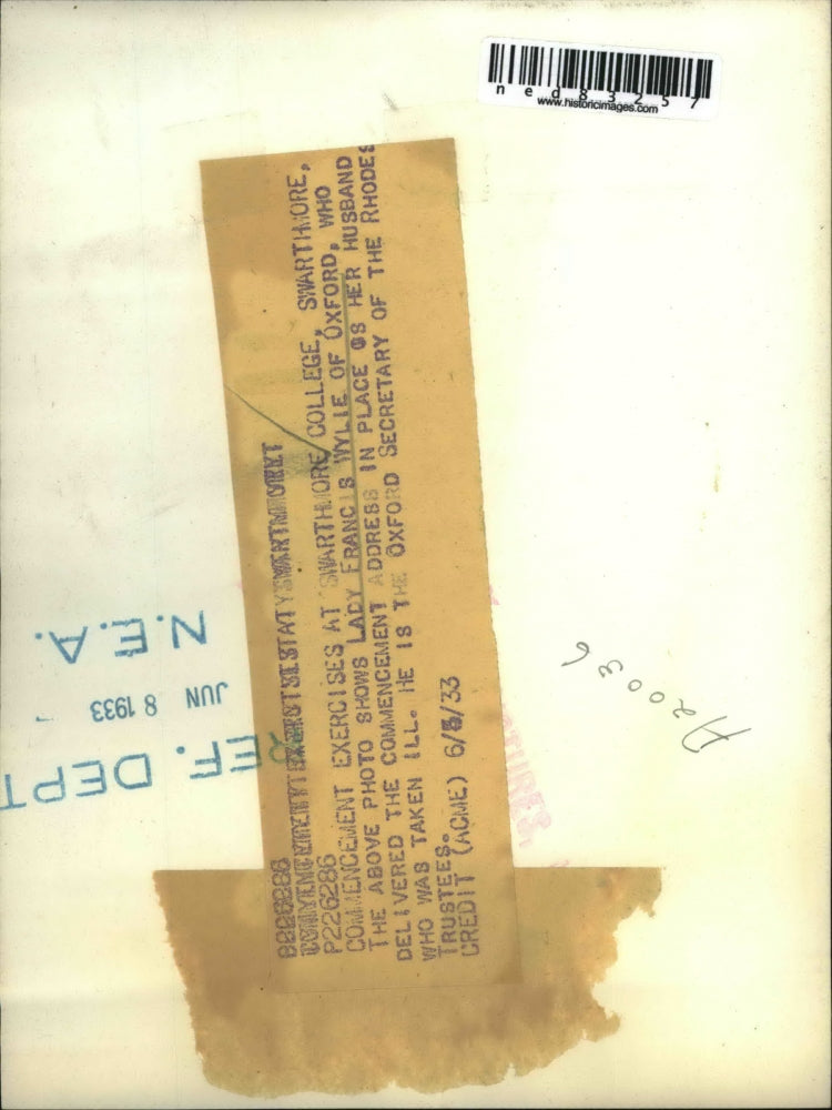 1933 Press Photo Lady Francis Wylie,Oxford was the Speaker of Swarthmore College