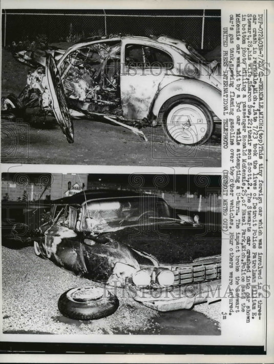 1961 Press Photo The three cars involved in an accident in Michigan