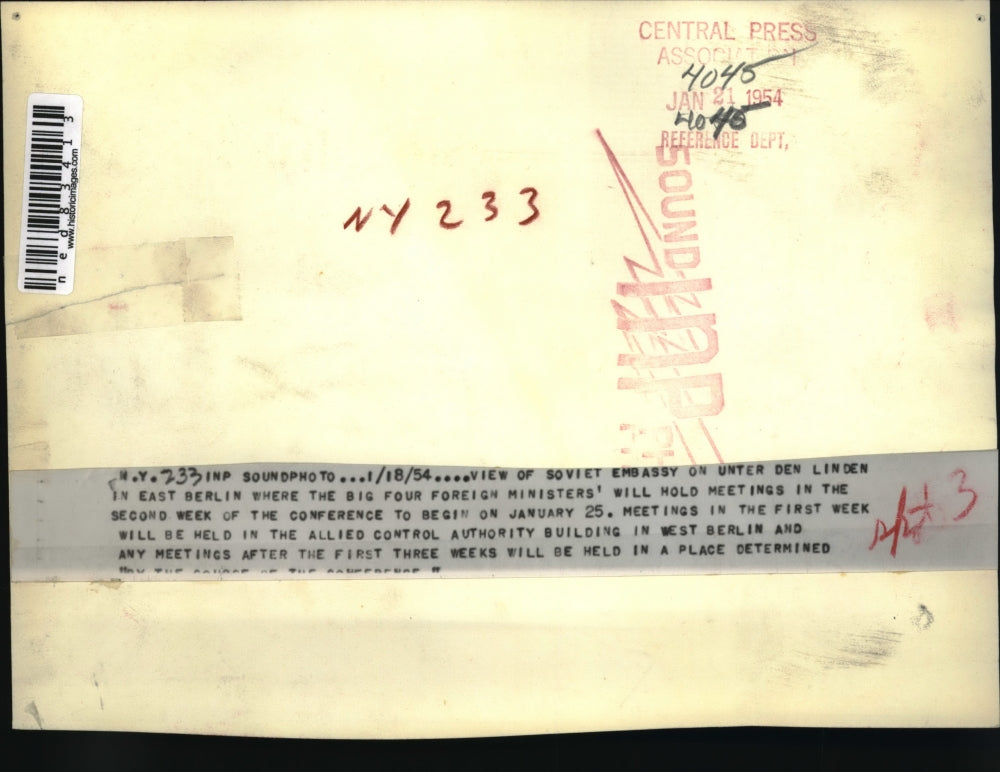 1954 Press Photo Soviet Embassy in East Berlin Germany