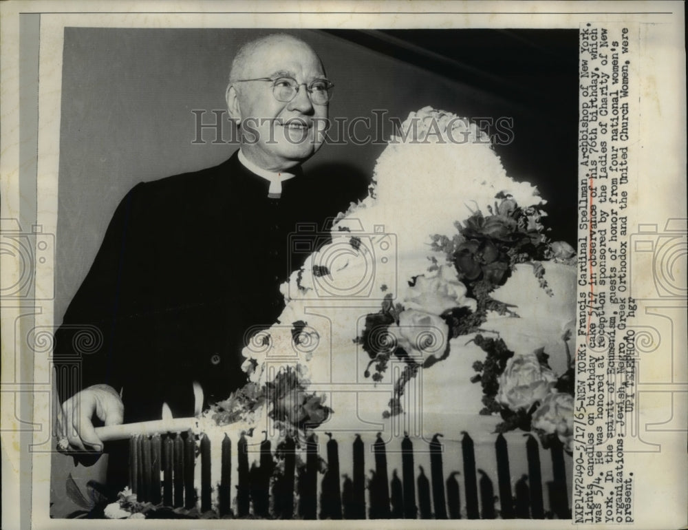 1965 Press Photo NYC Francis Cardinal Spellman Archbishop of NY