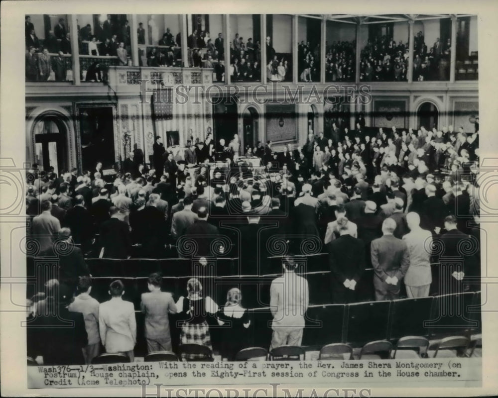 1949 Press Photo Wash DC Rev James S Montgomery opens 81st Congress