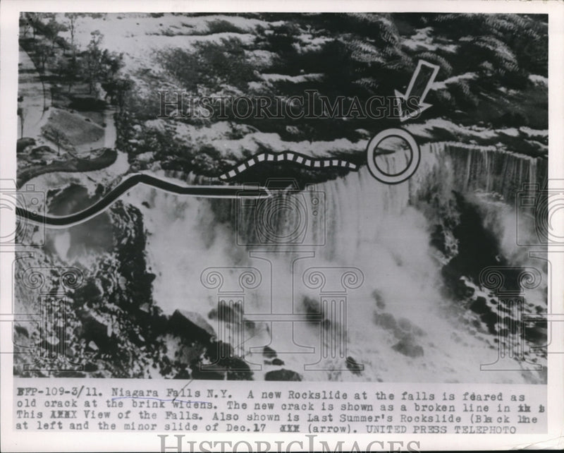 Load image into Gallery viewer, 1955 Press Photo A New Rock Slide at Niagara Falls
