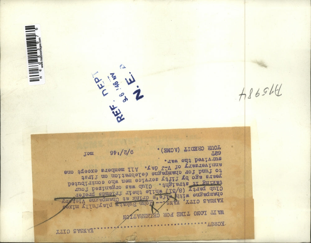 1946 Press Photo John Bukaty at Champagne victory Club Party