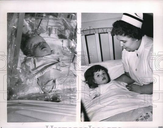 1957 Press Photo Ban Horne children are critically ill from food poisoning