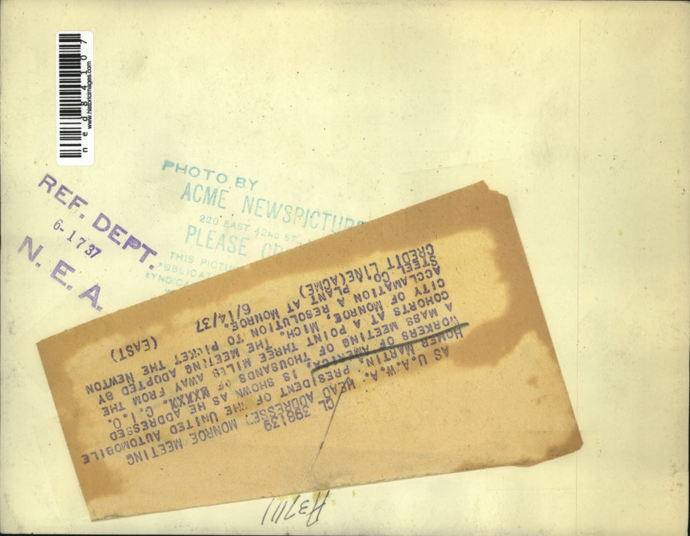 1937 Press Photo Homer Martin, president of the United Automobile Workers