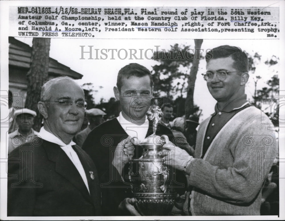 1958 Press Photo Billy Key, Mason Randolph and Harold Moore at Delray Beach