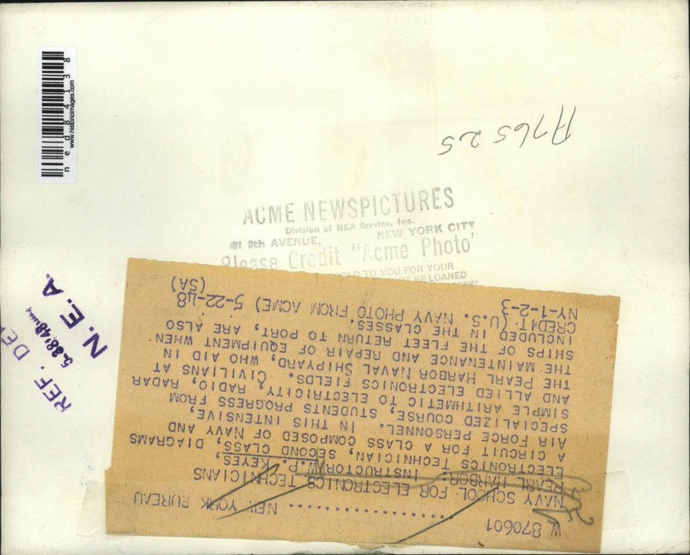 1948 Press Photo Navy School Electronics Pearl HarborTechnician Air Force