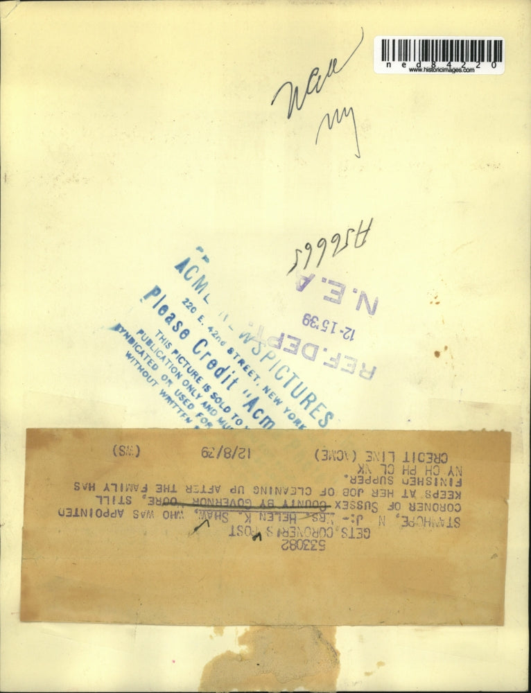 1929 Press Photo Stanhope NJ Mrs Helen K Shaw who was appointed Coroner of