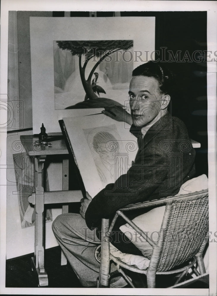 1935 Press Photo Miles Harper London artist and published a book "Pot 'erbs and