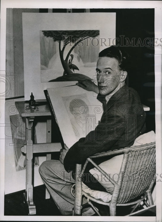1935 Press Photo Miles Harper London artist and published a book "Pot 'erbs and