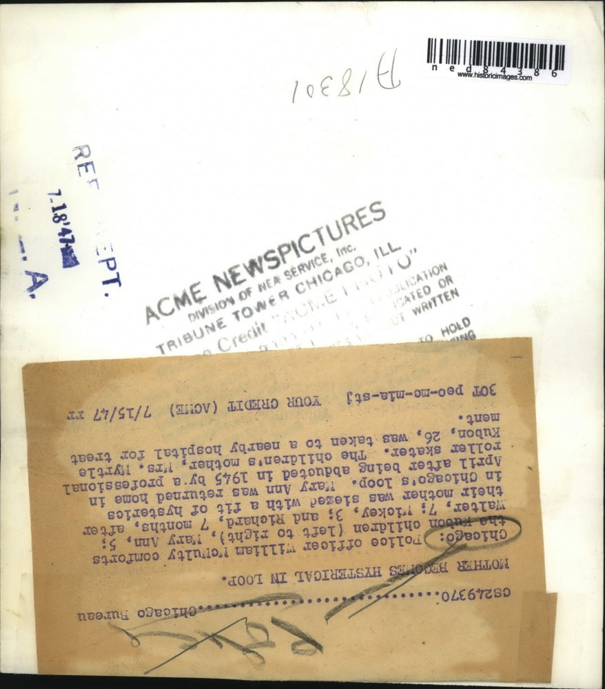 1947 Press Photo Police Officer William McNulty w Kubon Children & Baby, Chicago