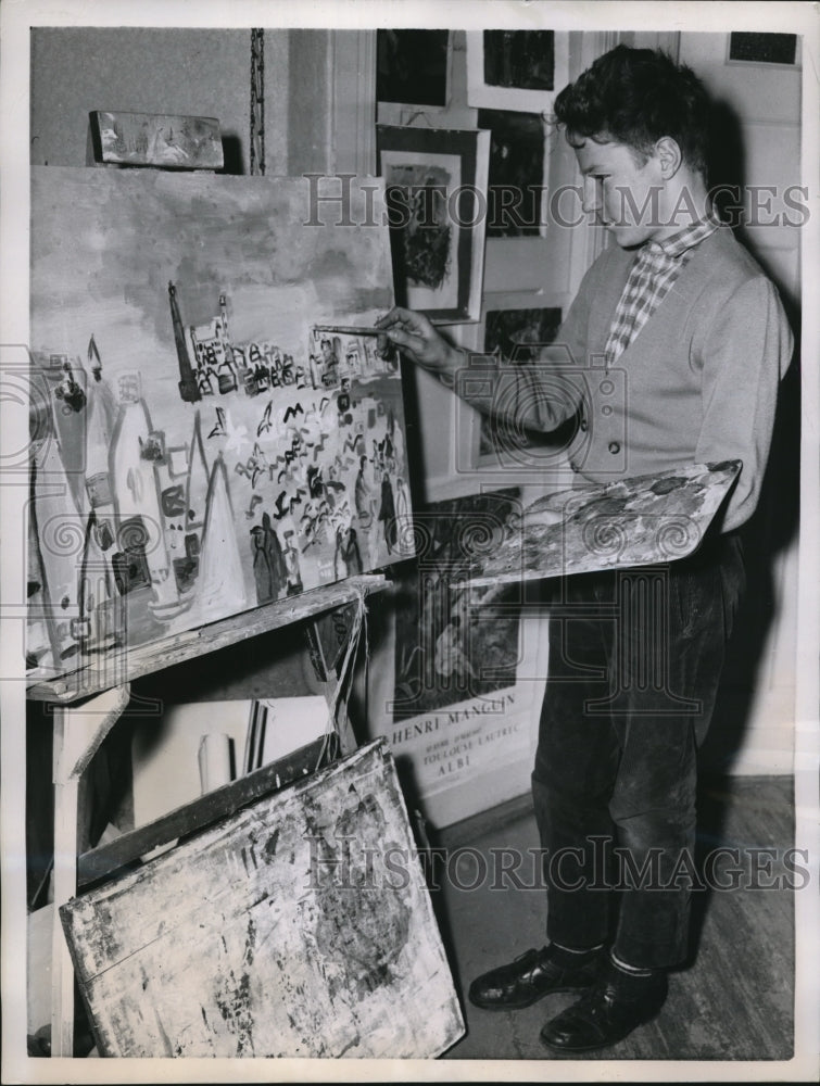 1958 Press Photo 14-Year-Old German Painter / Artist Ulrich Schlede, Berlin
