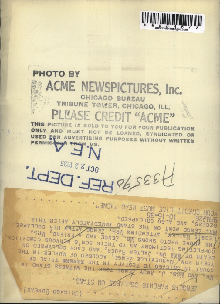1935 Press Photo Mr. Zenge and a friend, Mrs. Lessie Bailey