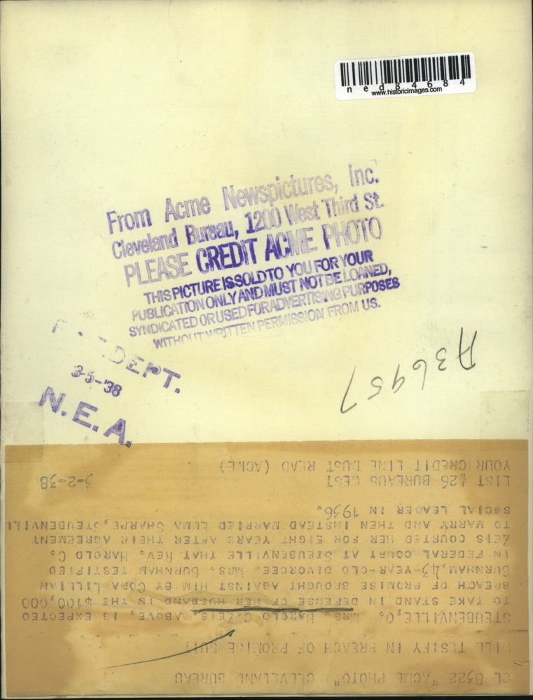 1938 Press Photo Mrs. Harold C. Zeis is expected to take stand in defense