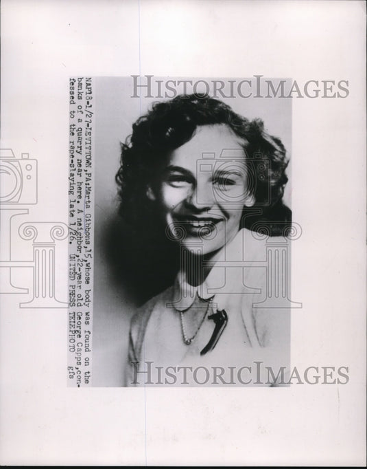1954 Press Photo Levittown Pa Marta Gibbons whose body was found on banks of - Historic Images