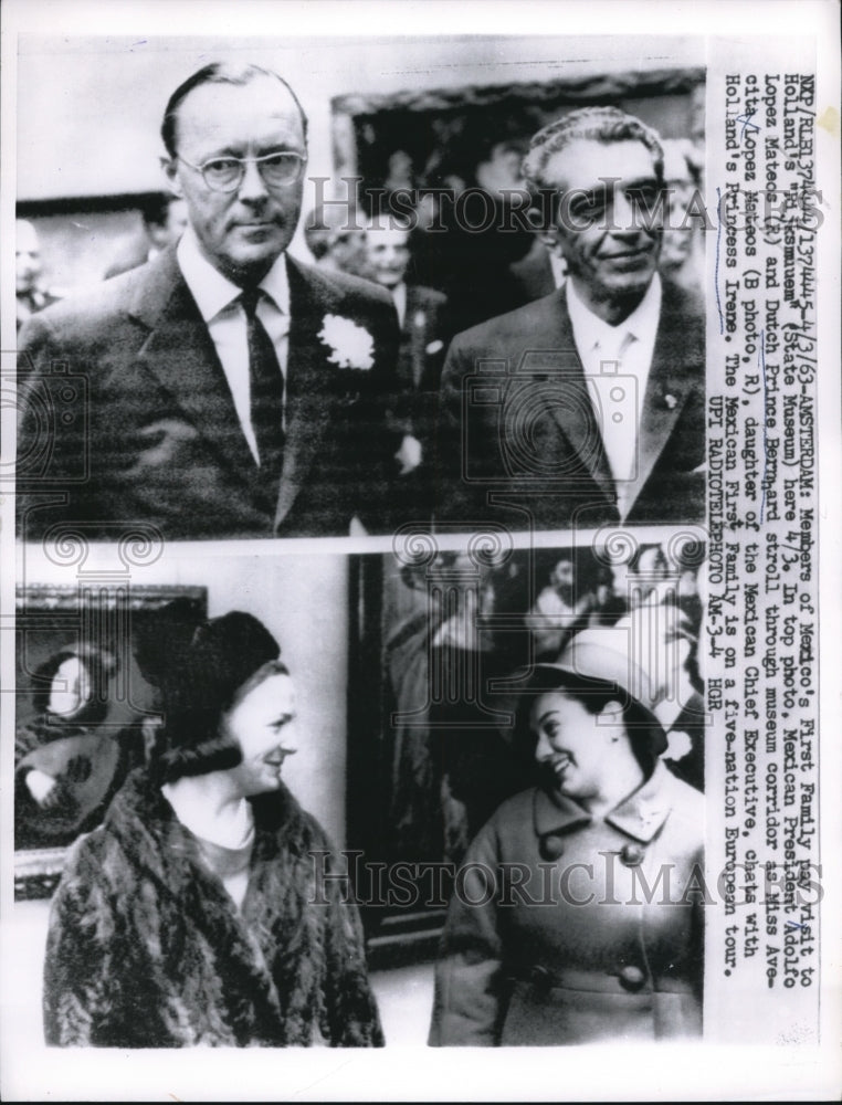 1963 Press Photo Amsterdam Members of Mexico's first family pay visit to Holland