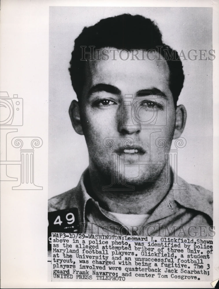 1952 Press Photo Wash DC Leonard Glickfield for attempted bribery