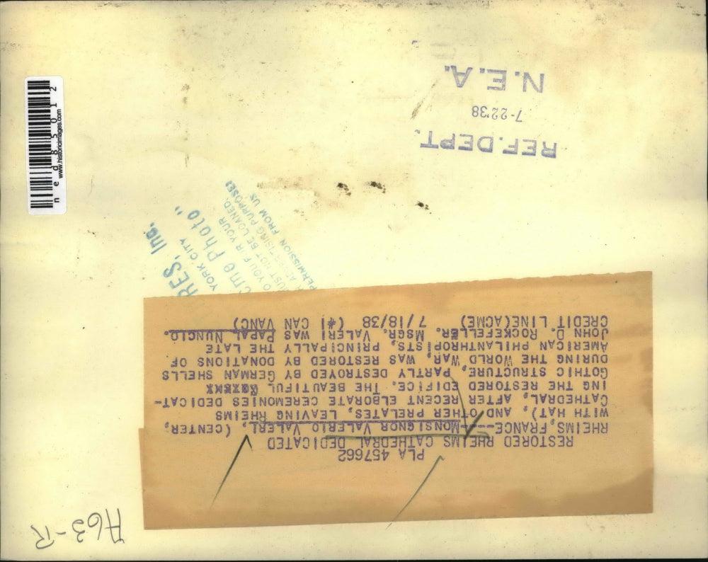 1938 Press Photo Rheims France, Monsignor Valerio Valeri(ctr with hat) restored