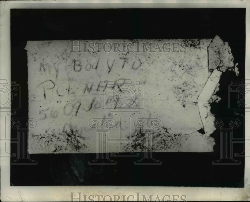 1930 Press Photo Message Found in Clothes of Seaman George Pelnar
