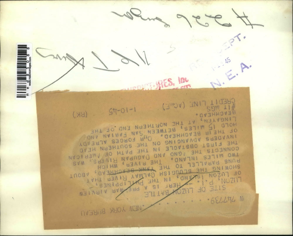 1945 Press Photo Luzon Island & Calmay River Aerial View, Philippines