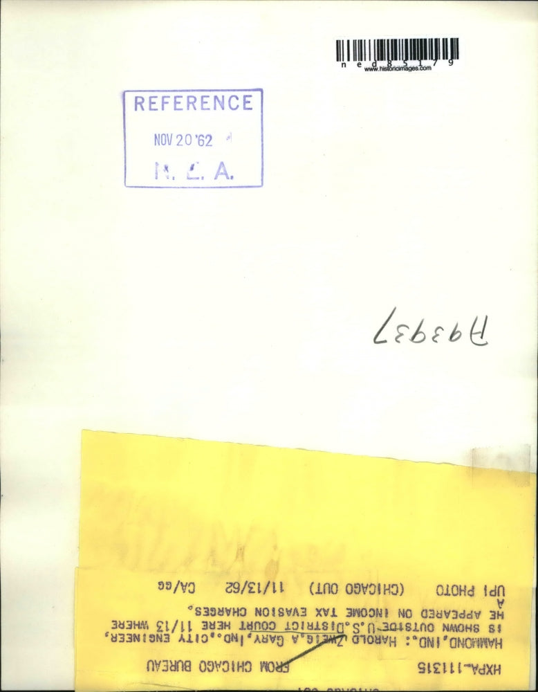 1962 Press Photo Hammond Indiana Harold Zweig A Gary Engineer Court Tax Evasion