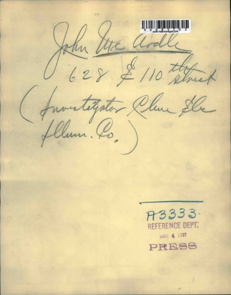 1927 Press Photo John McArdle