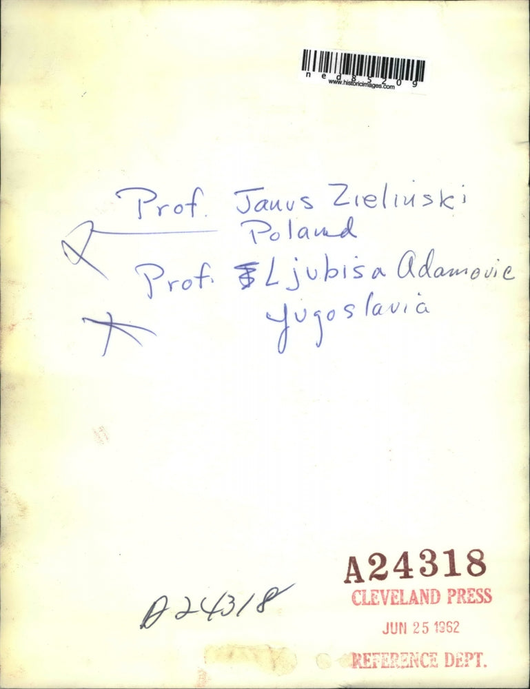 1952 Press Photo Jauvs Zieliuski Poland Ljubisa Adamovic Yugoslavia