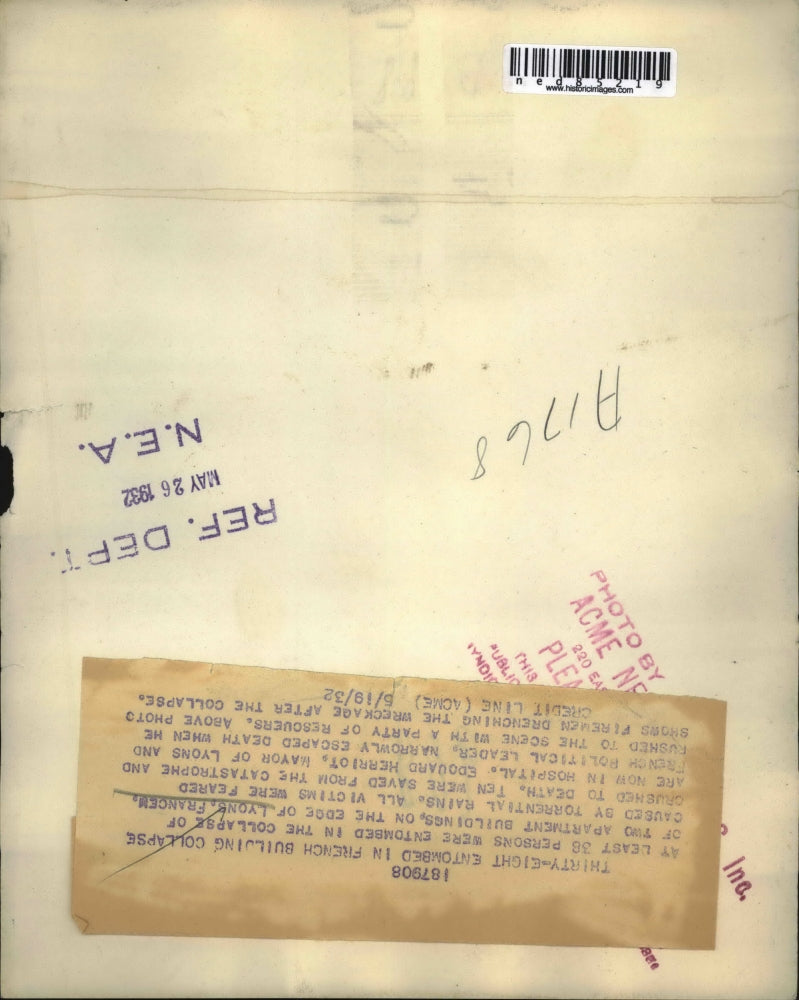 1932 Press Photo 38 persons were entombed at Lyons, France