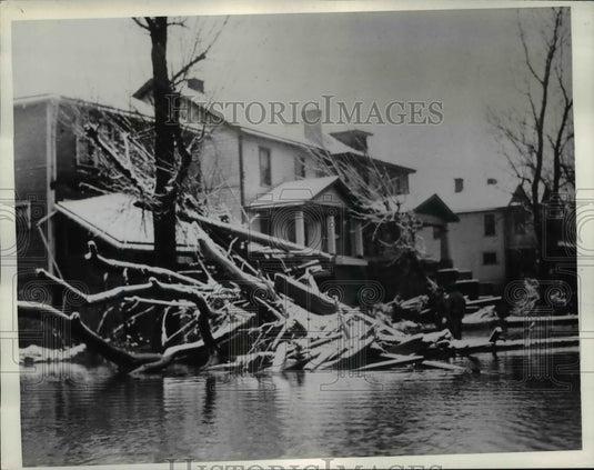 1936 Press Photo Flood Damage in Wheeling West Virginia Ohio River- Historic Images