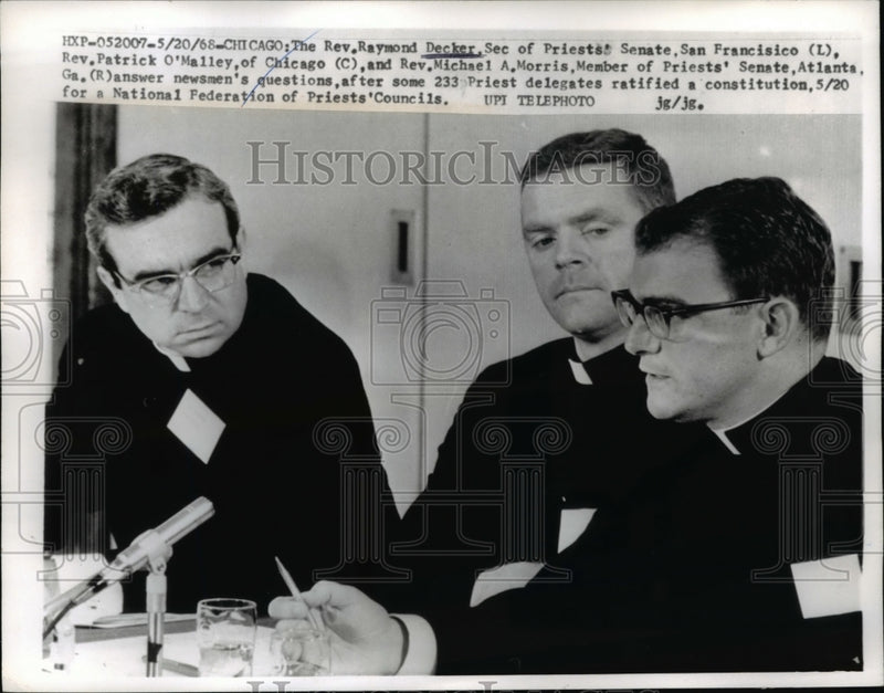 Load image into Gallery viewer, 1968 Press Photo Rev. Raymond Decker,Rev.Patrick O'Malley,and Rev,Michael Morris

