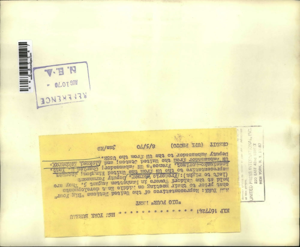 1970 Press Photo Frederick Warener, Jacques Kosciusko Morizet, Aleksei Zakharov