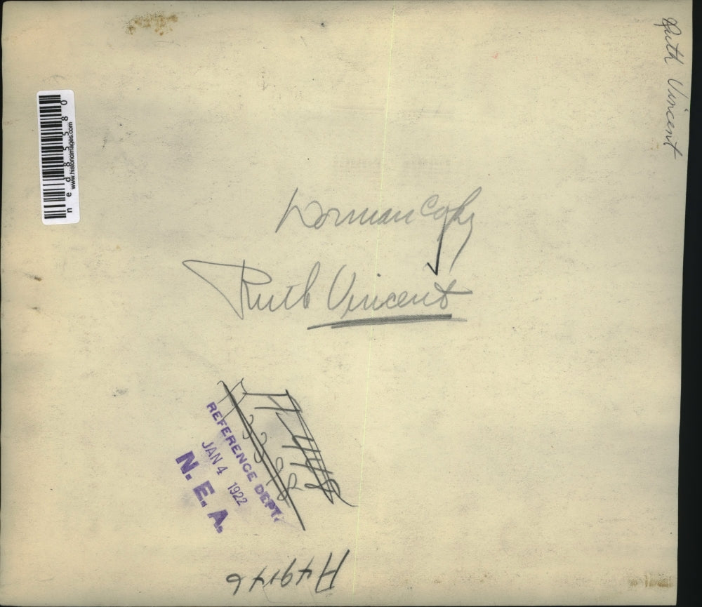 1922 Press Photo Ruth Vincent